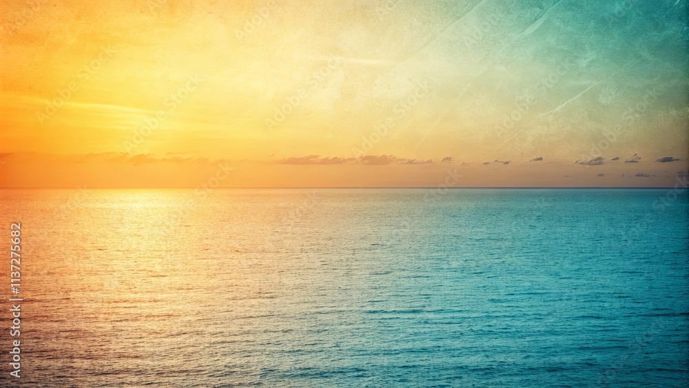 Fototapeta premium A beautiful blue ocean with a yellow sun in the sky