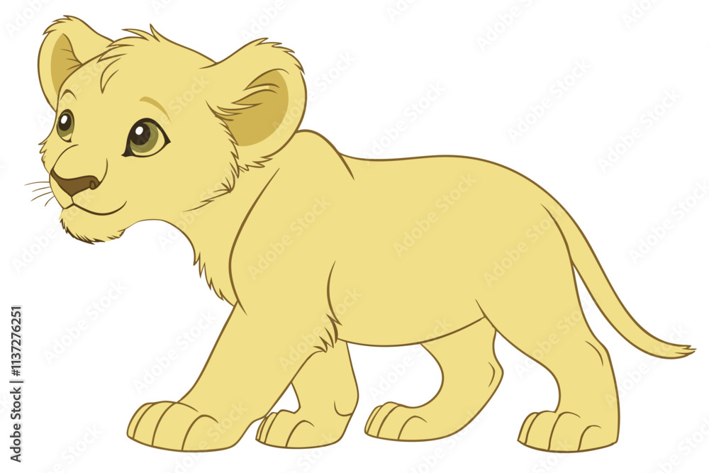 lion cub close-up stock image, isolated on a white background, lion cub Generative AI. lion cub close-up stock image, isolated on a white background, lion cub Generative AI.