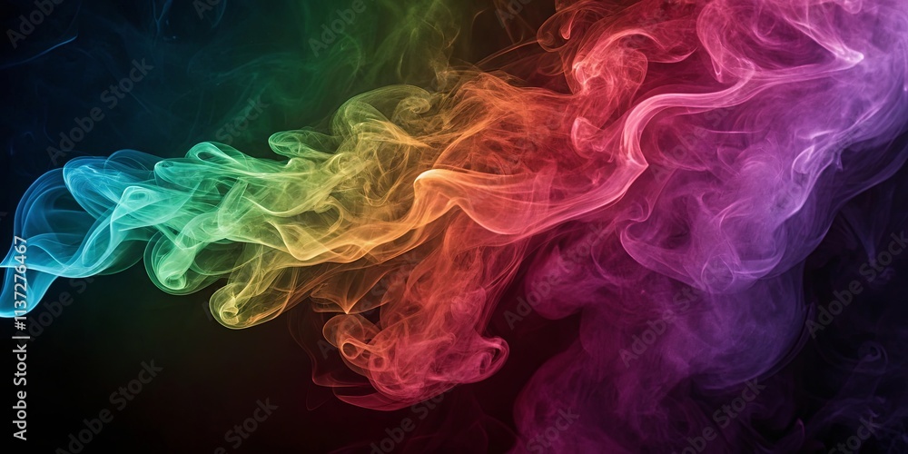 Fototapeta premium A colorful smoke trail with a rainbow of colors