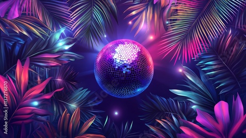 Neon Tropical Disco Ball Party Night