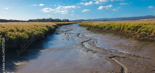 landscape with river and clouds in Australia