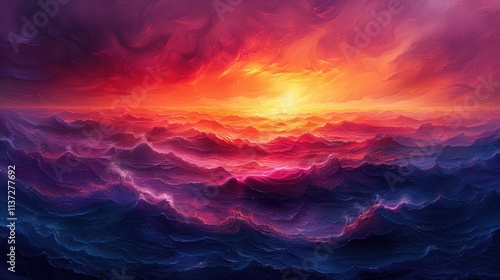 Wallpaper Mural An artistic depiction of a sunset with vibrant orange, pink, and purple hues blending together  Torontodigital.ca