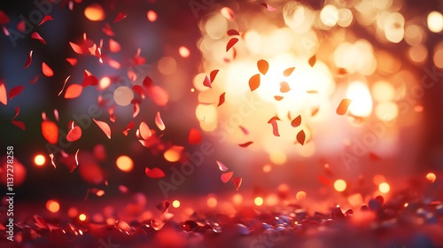 Enchanting Holiday Lights with Glowing Red Particles in a Magical Festive Atmosphere.