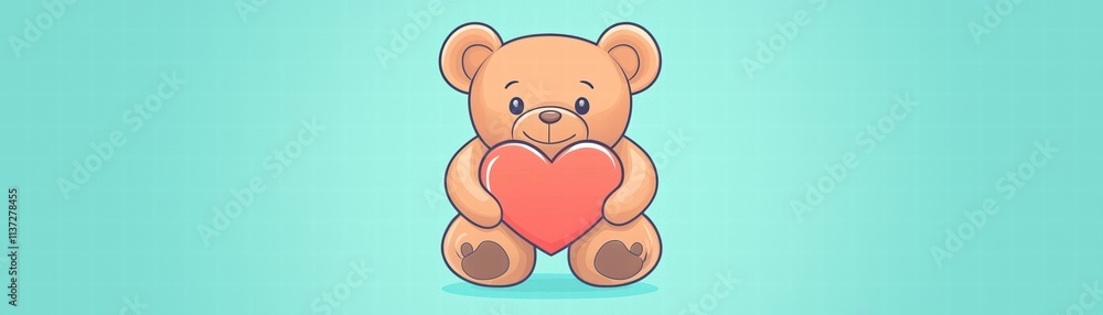 Obraz premium Valentine's teddy bear embrace soft background graphic art whimsical environment playful viewpoint love concept
