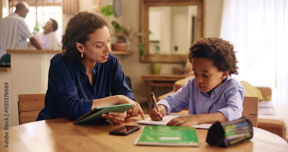 Homework, tablet and teaching with child and mother for learning, education and development. Studying, writing and tutor with kid in family home for help, test solution and project together. Homework, tablet and teaching with child and mother for learning, education and development. Studying, writing and tutor with kid in family home for help, test solution and project together.