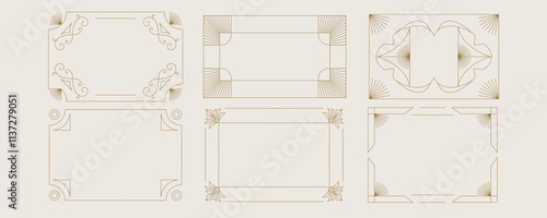 Vintage deco frame and border. Abstract decoration for horizontal design