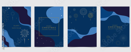 firework happy new year on night background.Editable vector illustration for vertical design