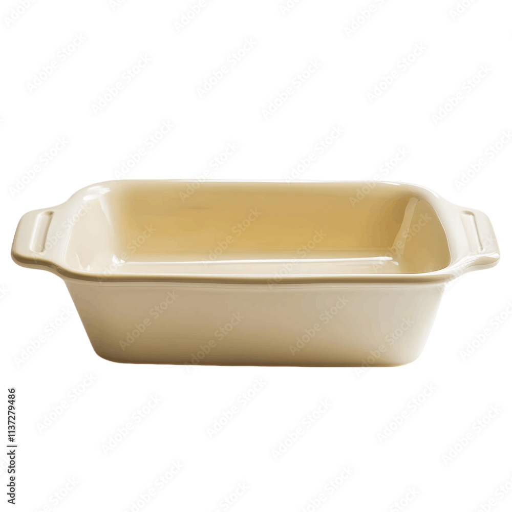 A white pan with a handle sits on a transparent background A white pan with a handle sits on a transparent background