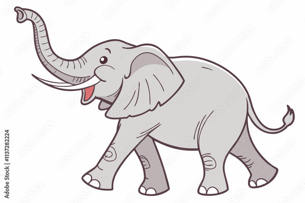 Fototapeta premium Beautiful elephant Clipart, isolated on a white background, elephant Generative AI