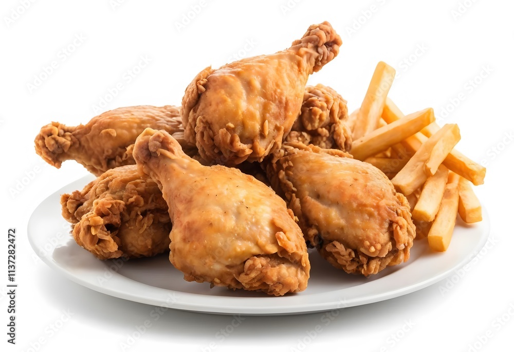 Crispy Fried Chicken Drumsticks with Golden French Fries Crispy Fried Chicken Drumsticks with Golden French Fries