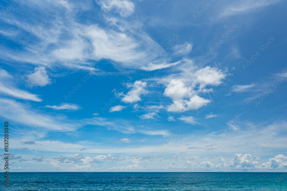 Beautiful clouds in sunny sky over sea nature background Beautiful clouds in sunny sky over sea nature background