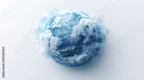 Fototapeta Naklejka Na Ścianę i Meble -  A Blue Planet Enveloped In Fluffy White Clouds