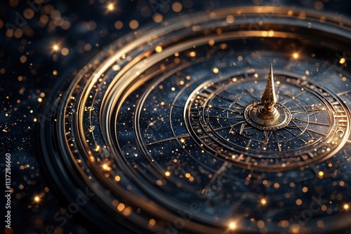 Wallpaper Mural A close-up of a beautifully detailed compass design, featuring intricate patterns and a shimmering, starry background. Torontodigital.ca