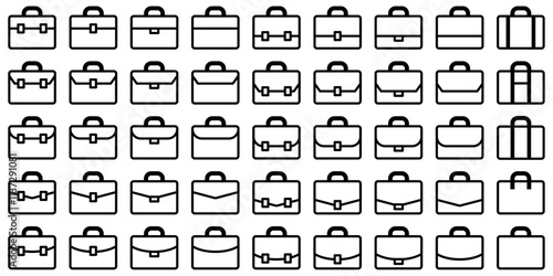 様々な形のブリーフケース、アタッシェケースアイコンのベクターイラストセット