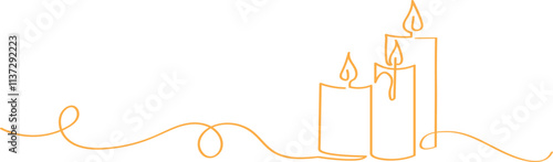 Minimalist Candles Vector Illustration - One Line Art