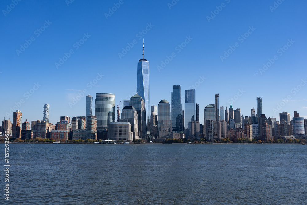 Fototapeta premium Manhattan's beautiful skyline, New York, United States. Panorama view of New York city skyline in Midtown Manhattan. USA NYC. American big city.