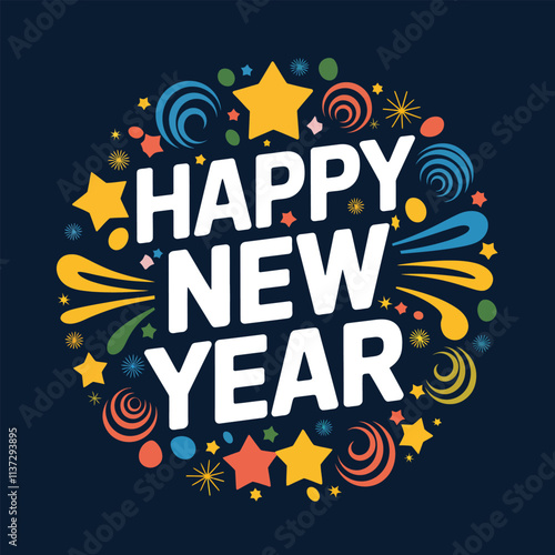 Happy newyear letters banner, Happy new year vector art and illustration.
