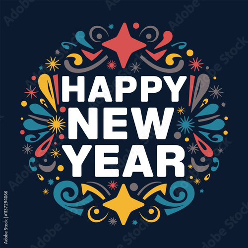Happy newyear letters banner, Happy new year vector art and illustration.