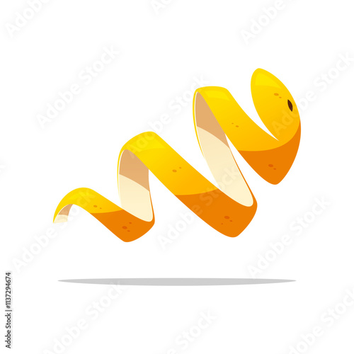 Spiral orange peel vector isolated on white background