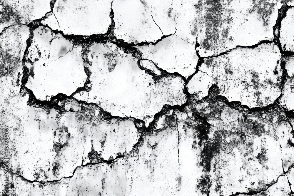 Fototapeta premium Cracked and Weathered White Wall Texture