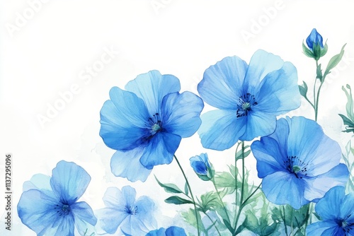 Charming springtime greeting card featuring blue flower on a clean white background