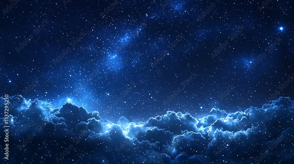 Obraz premium Breathtaking Celestial Landscape with Glowing Milky Way and Starry Night Sky