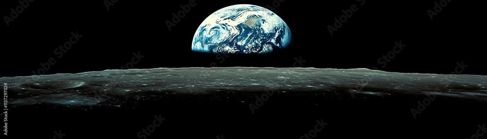 Majestic Earth Peeking Through the Lunar Shadows of a Captivating Celestial Landscape Majestic Earth Peeking Through the Lunar Shadows of a Captivating Celestial Landscape