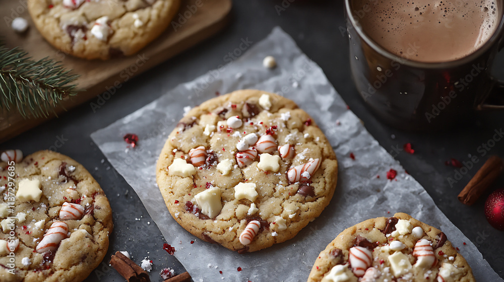 Freshly baked Christmas cookies on parchment Freshly baked Christmas cookies on parchment