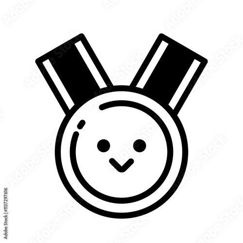 笑顔の絵がついた、シンプルでかわいいメダルのアイコン