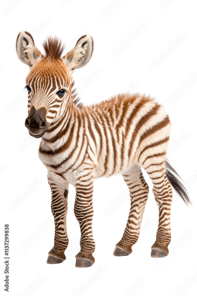A cute baby zebra, isolate on white background, radiating innocence and charm. cutout png A cute baby zebra, isolate on white background, radiating innocence and charm. cutout png
