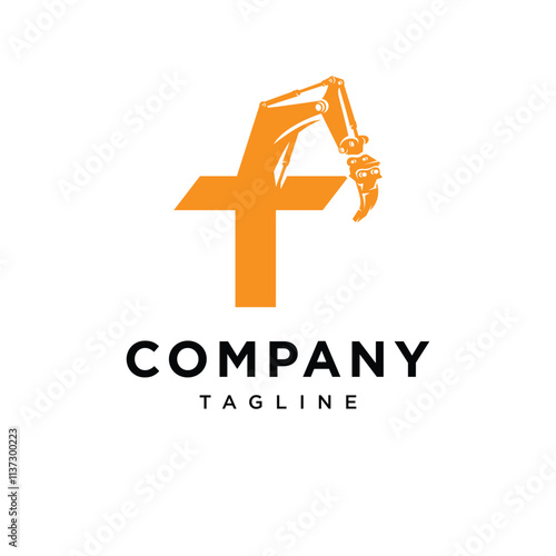 Letter T Ripper Excavator Logo Icon vector