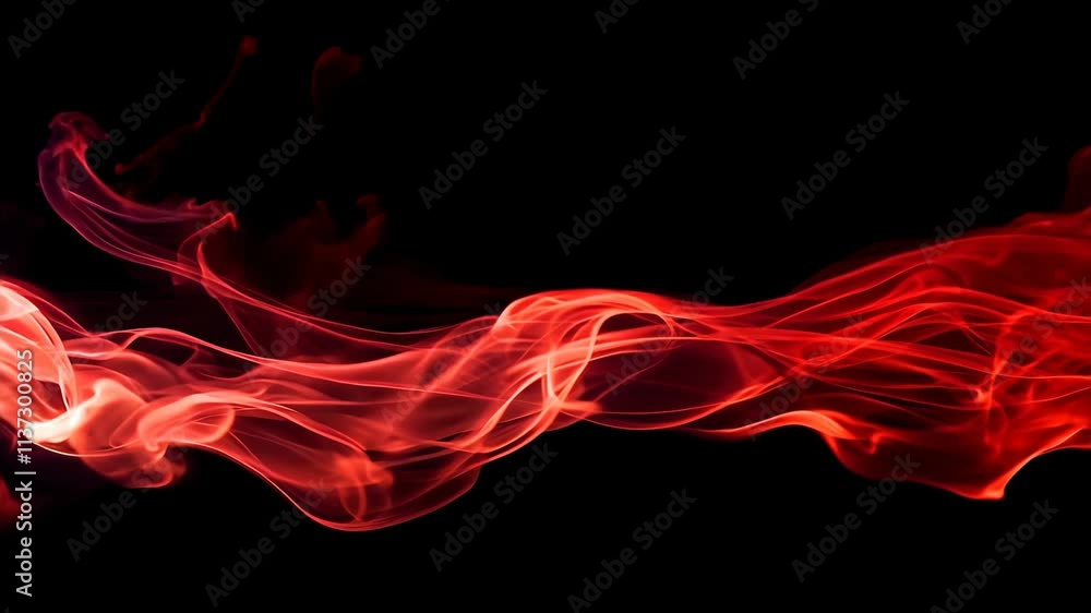 Mesmerizing Red Smoke Waves Against Black Background in Slow Motion Mesmerizing Red Smoke Waves Against Black Background in Slow Motion