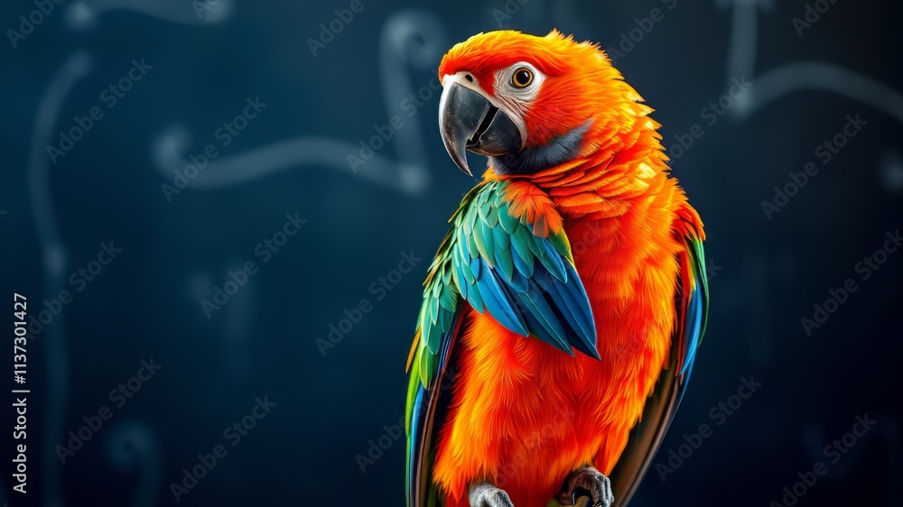 Fototapeta premium Colorful Parrot on Chalkboard - AI Photo