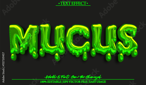 Mucus Vector Text Effect Editable Alphabet Green Liquid Toxic Drop