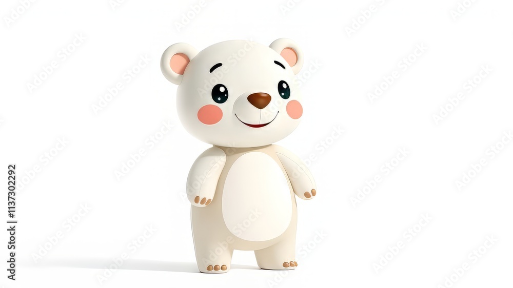 Cute Cartoon Bear, Standing, White Background, Bright Colors, Cheerful, Artistic, Playful, Cute Cartoon Bear, Standing, White Background, Bright Colors, Cheerful, Artistic, Playful,