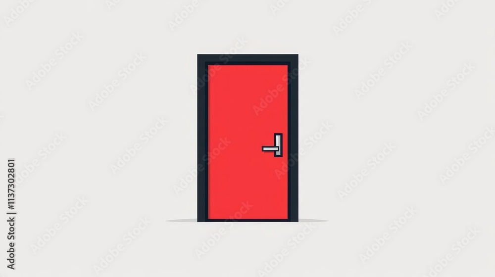 39.Minimalist entry door icon in vector format, with bold outlines, a smooth handle on one side, and contrasting colors to make it stand out as a recognizable symbol on a light background. 39.Minimalist entry door icon in vector format, with bold outlines, a smooth handle on one side, and contrasting colors to make it stand out as a recognizable symbol on a light background.