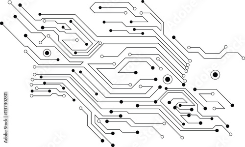 Computer circuit board texture. Technology pattern. Abstract illustration of silicon chip. Digital tech background in white and gray colors.
