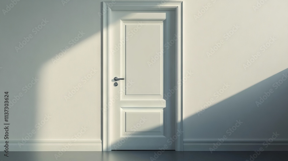 43.Concept 3: Modern white door with chrome door handle and light switch, new clean design retro 43.Concept 3: Modern white door with chrome door handle and light switch, new clean design retro