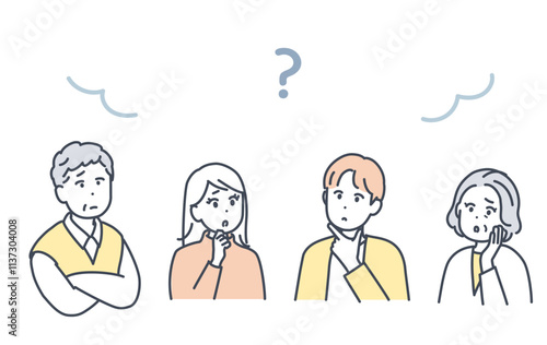 家族のイラスト素材　不安や悩み