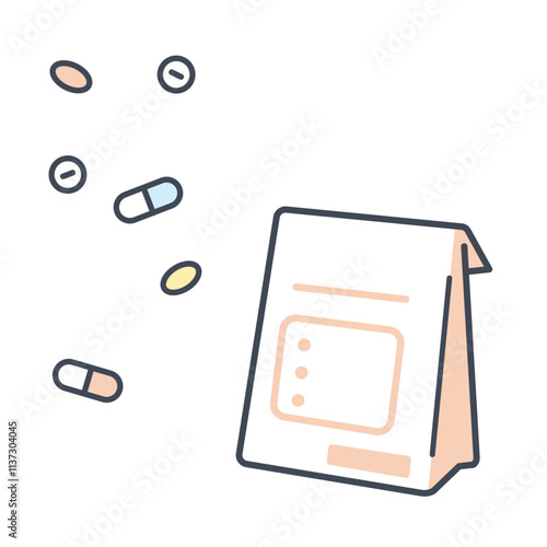 薬と薬袋のイラスト素材