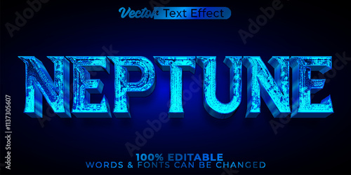 Neptune Vector Text Effect Editable Alphabet Blue Planet Astronomy Solar Orbit