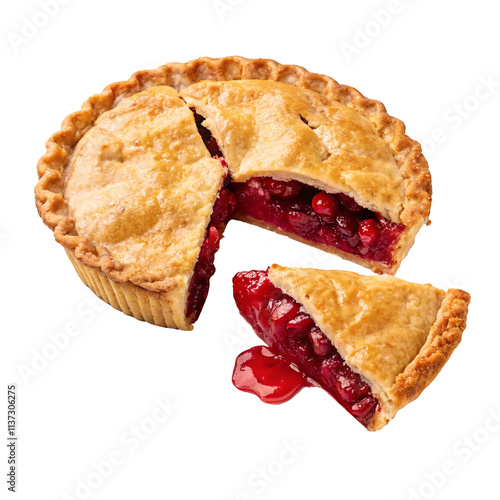 Canvastavla Freshly baked berry pie with golden crust, juicy red filling, and a slice cut out
