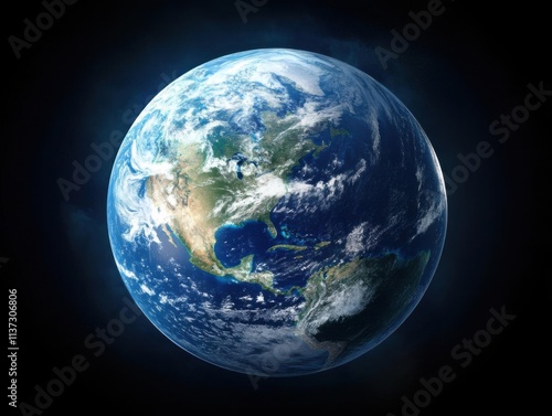 Wallpaper Mural Earth rotates in space with continents, oceans, and atmosphere. Global perspective and space exploration. Torontodigital.ca