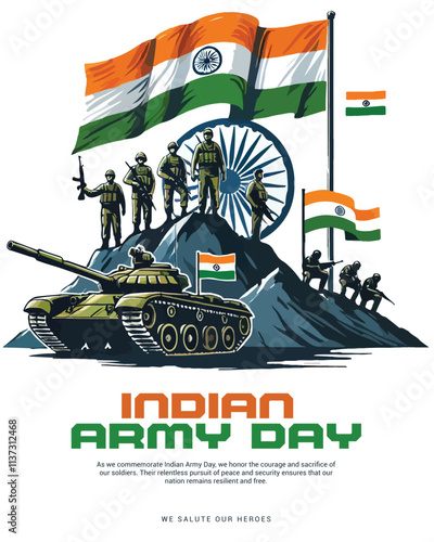 Indian Army Day Celebration with Indian soldier Social media post template banner
