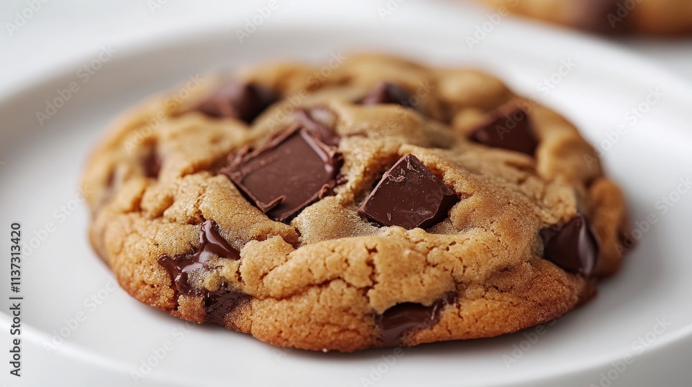 37.Close-up of a chocolate chip cookie isolated on a white background, with rich, gooey chocolate chunks spread throughout. The cookie’s golden-brown color and crumbly texture create a sense of 37.Close-up of a chocolate chip cookie isolated on a white background, with rich, gooey chocolate chunks spread throughout. The cookie’s golden-brown color and crumbly texture create a sense of