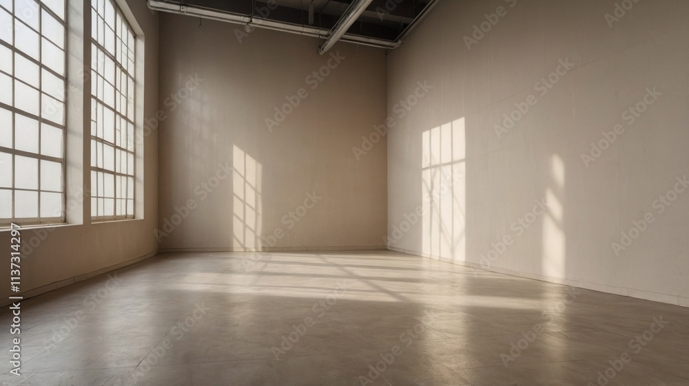 Fototapeta premium light beige empty wall and smooth floor