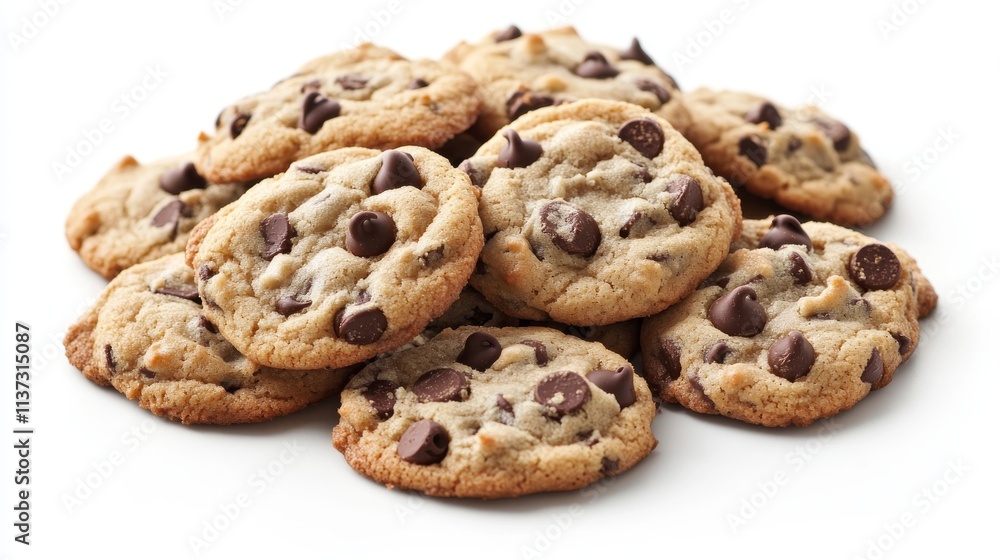 94.High-quality imagery of chocolate chip cookies in mid-flight against a pure white background, each cookie perfectly golden with large chocolate chips. The high resolution reveals every crumb and 94.High-quality imagery of chocolate chip cookies in mid-flight against a pure white background, each cookie perfectly golden with large chocolate chips. The high resolution reveals every crumb and