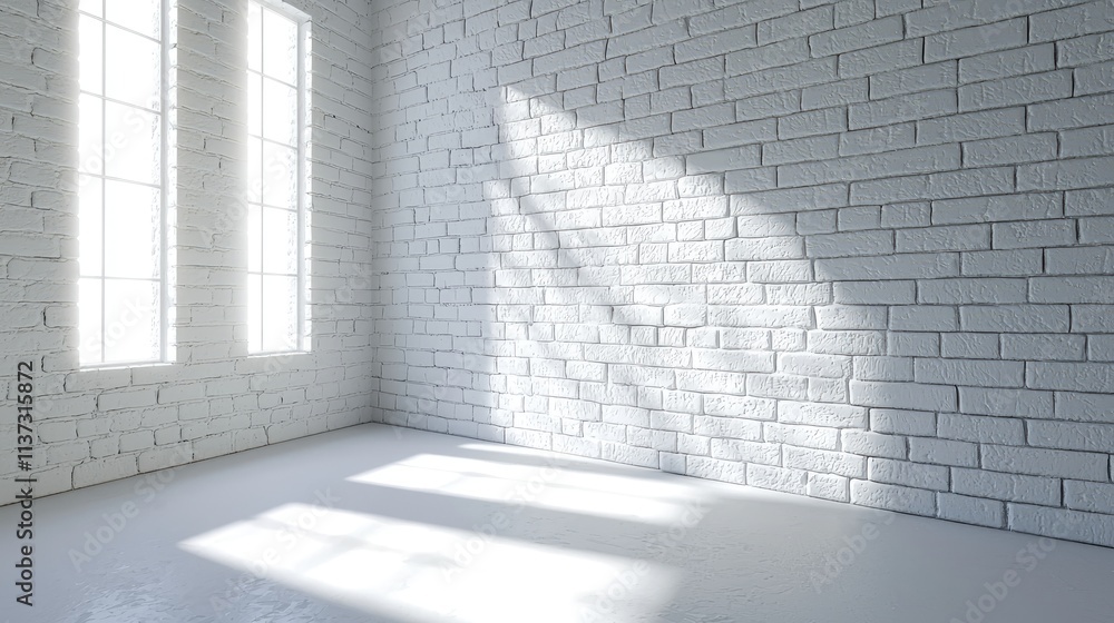 Obraz premium A clean and textured white brick wall background perfect for various creative projects, modern interior designs, and home decorations. The subtle variations enhance visua