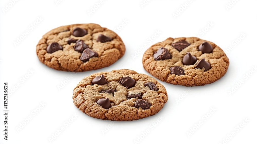 69.A set of American-style chocolate chip cookies in vector form, with soft brown shading, large chocolate chips, and lightly textured edges. Isolated on a white background, the cookies look 69.A set of American-style chocolate chip cookies in vector form, with soft brown shading, large chocolate chips, and lightly textured edges. Isolated on a white background, the cookies look