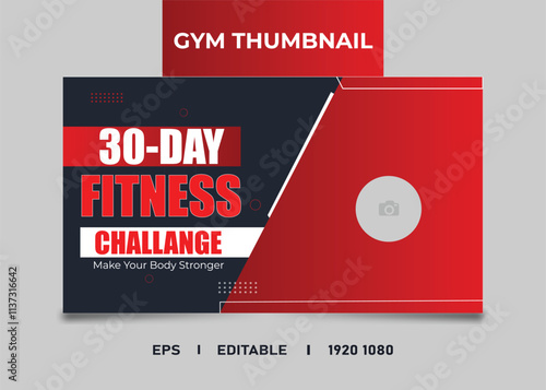 Gym and fitness youtube video thumbnail or fitness training Template